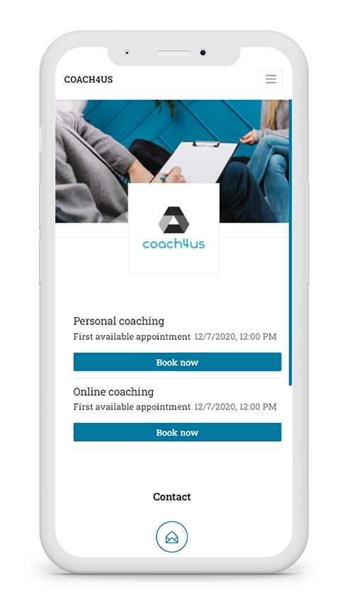 example mockup picture of booked4.us' online booking system in mobile view for coaching and consulting companies