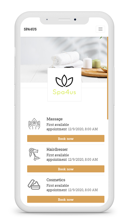 example mockup picture of booked4.us' online booking system in mobile view for wellness and beauty companies